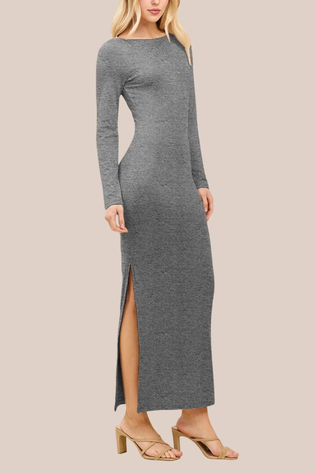 grey bodycon maxi dress TATUM evening events Size Cole Haan:7 Navy clothes AW.Bridal A-line V-Neck Tea