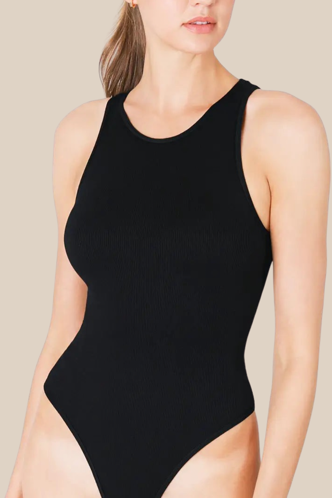 RIBBED HIGH NECK BODYSUIT