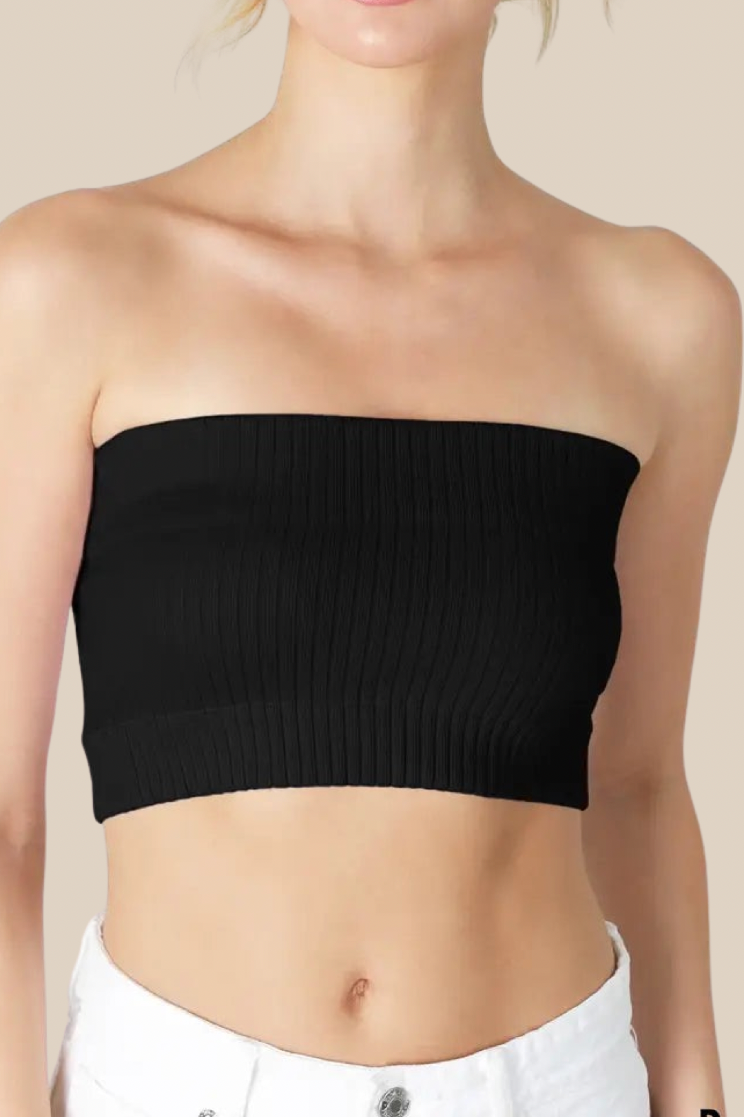 TheMogan Seamless Strapless Bandeau Tube Top Shaping Ribbed Waist Tank :  : Clothing, Shoes & Accessories