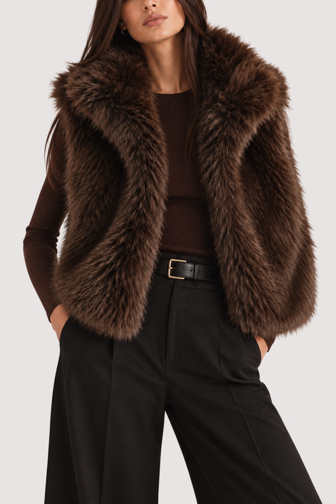 RHIANNON VEST -  BROWN