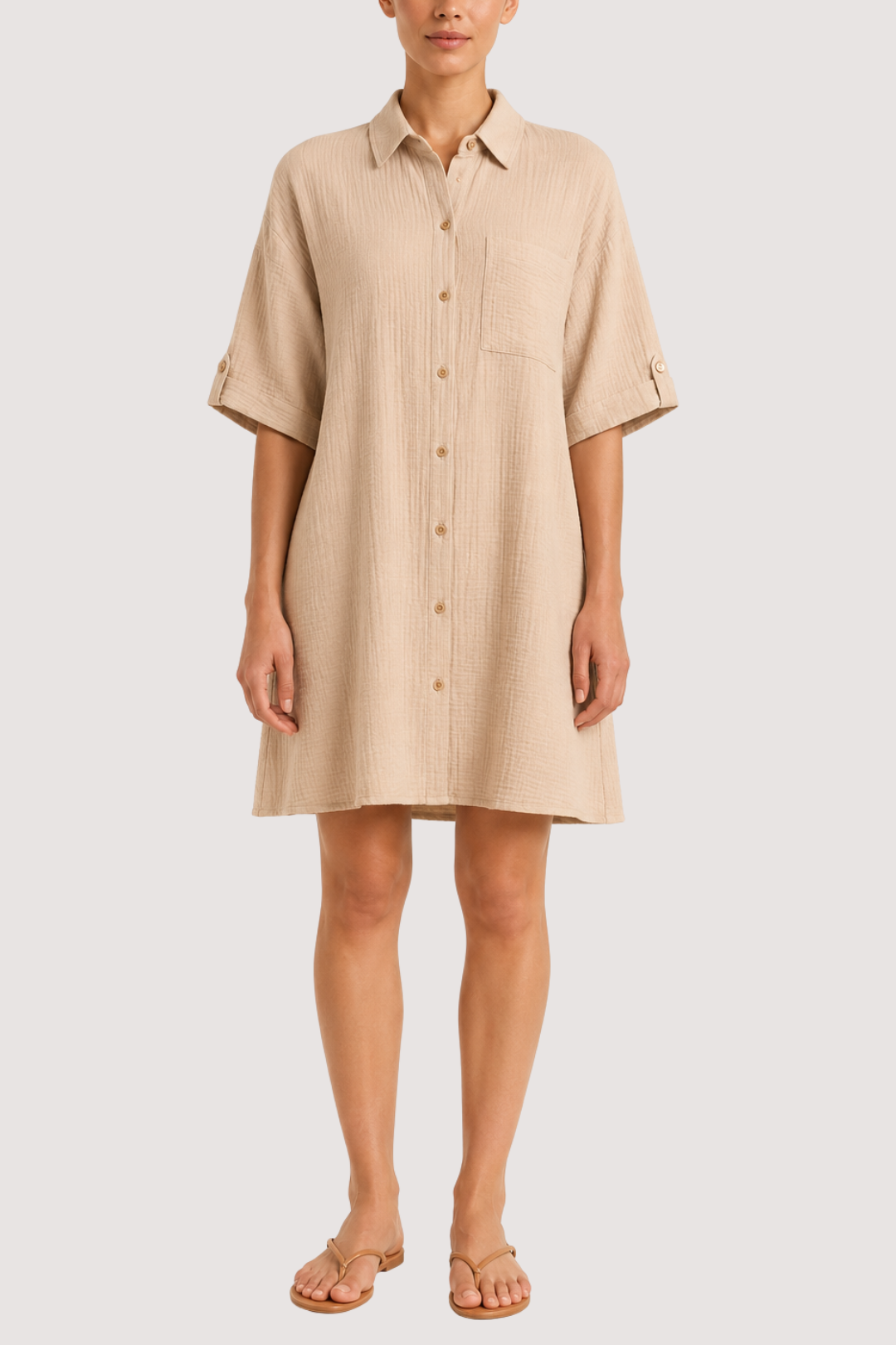 MAXINE SHIRT DRESS - NATURAL