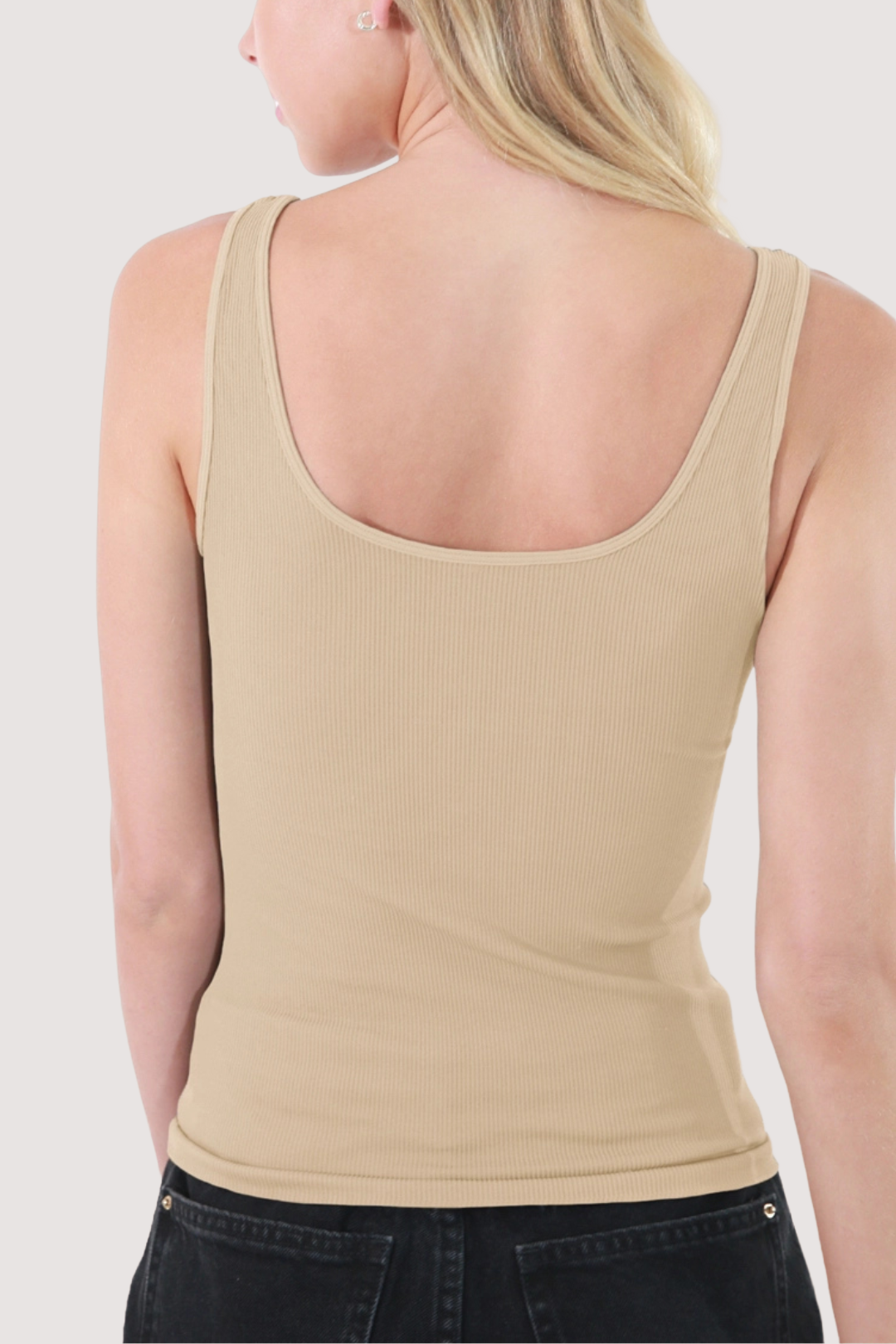 RIBBED REVERSIBLE TANK - STONE