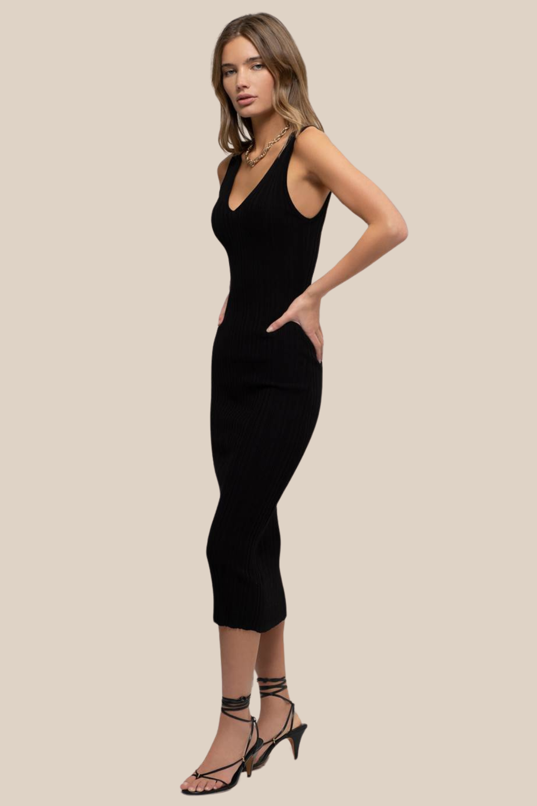 KORSA MIDI DRESS - BLACK