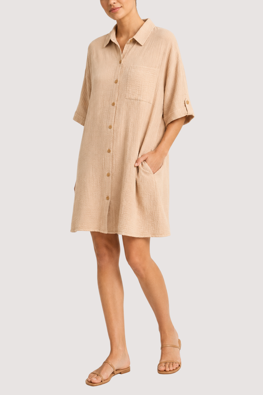 MAXINE SHIRT DRESS - NATURAL