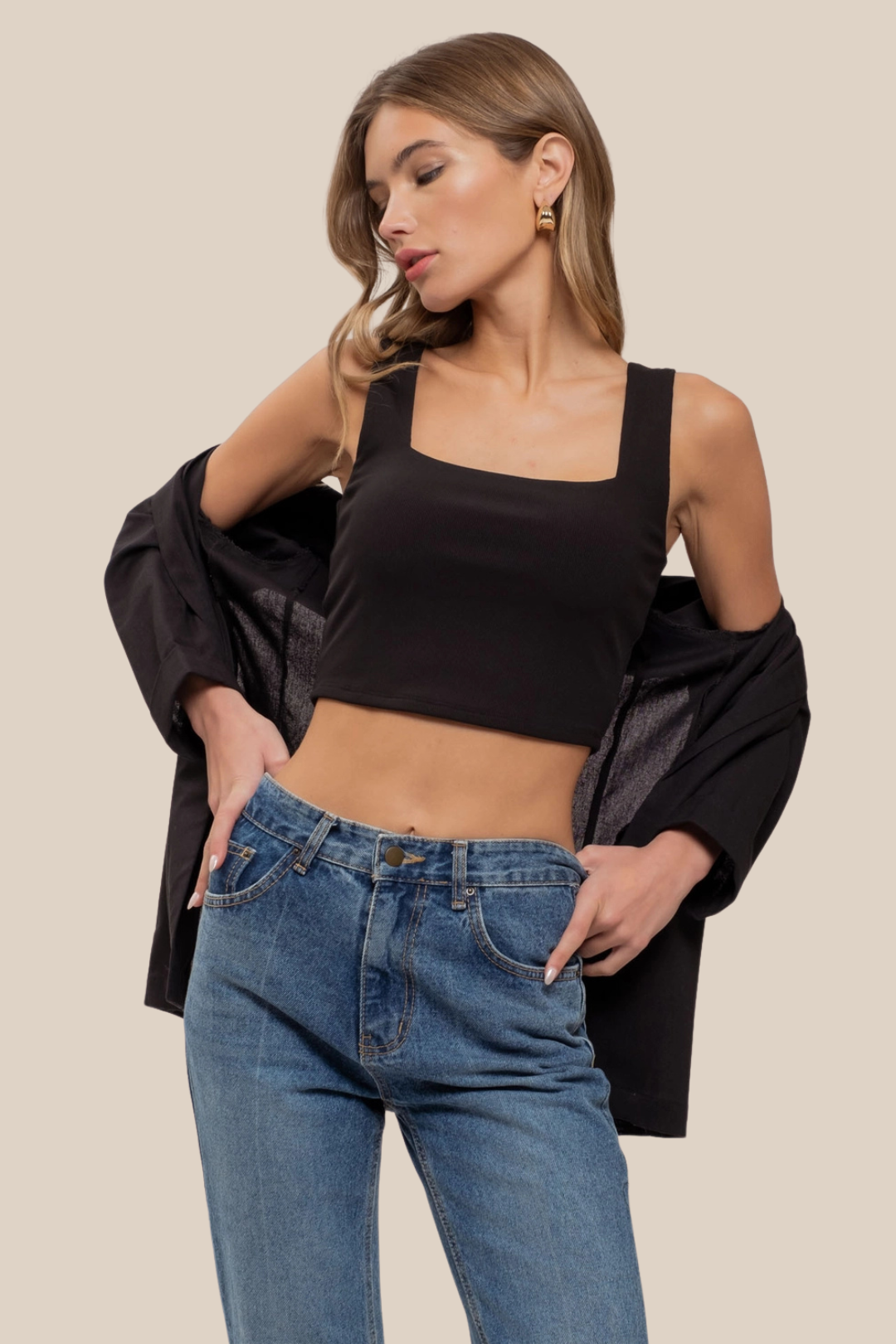 REVERSIBLE CROP TOP - BLACK