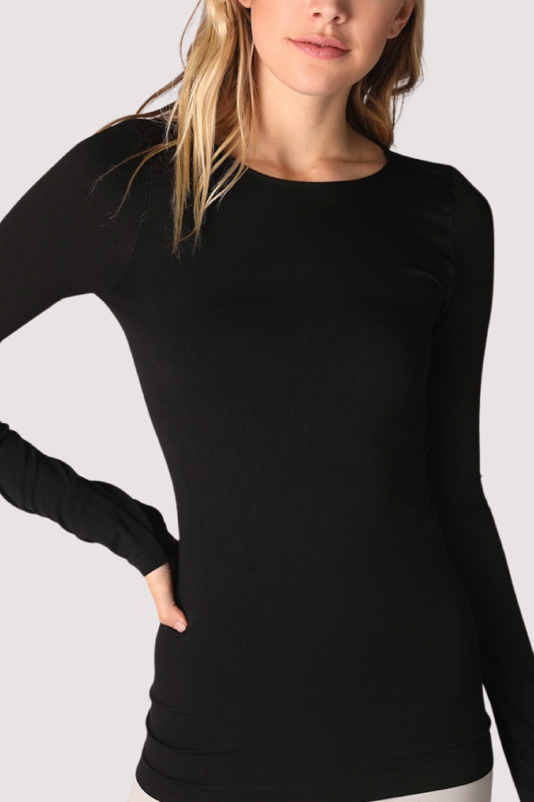 CREW NECK TOP - BLACK