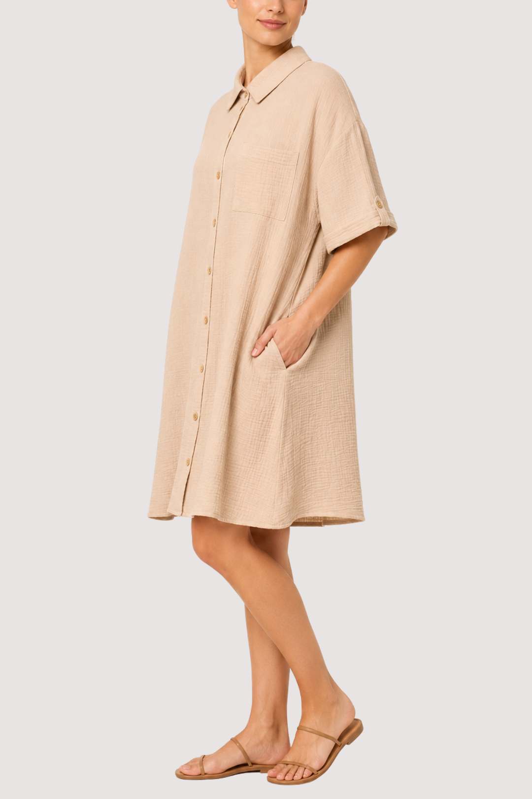 MAXINE SHIRT DRESS - NATURAL