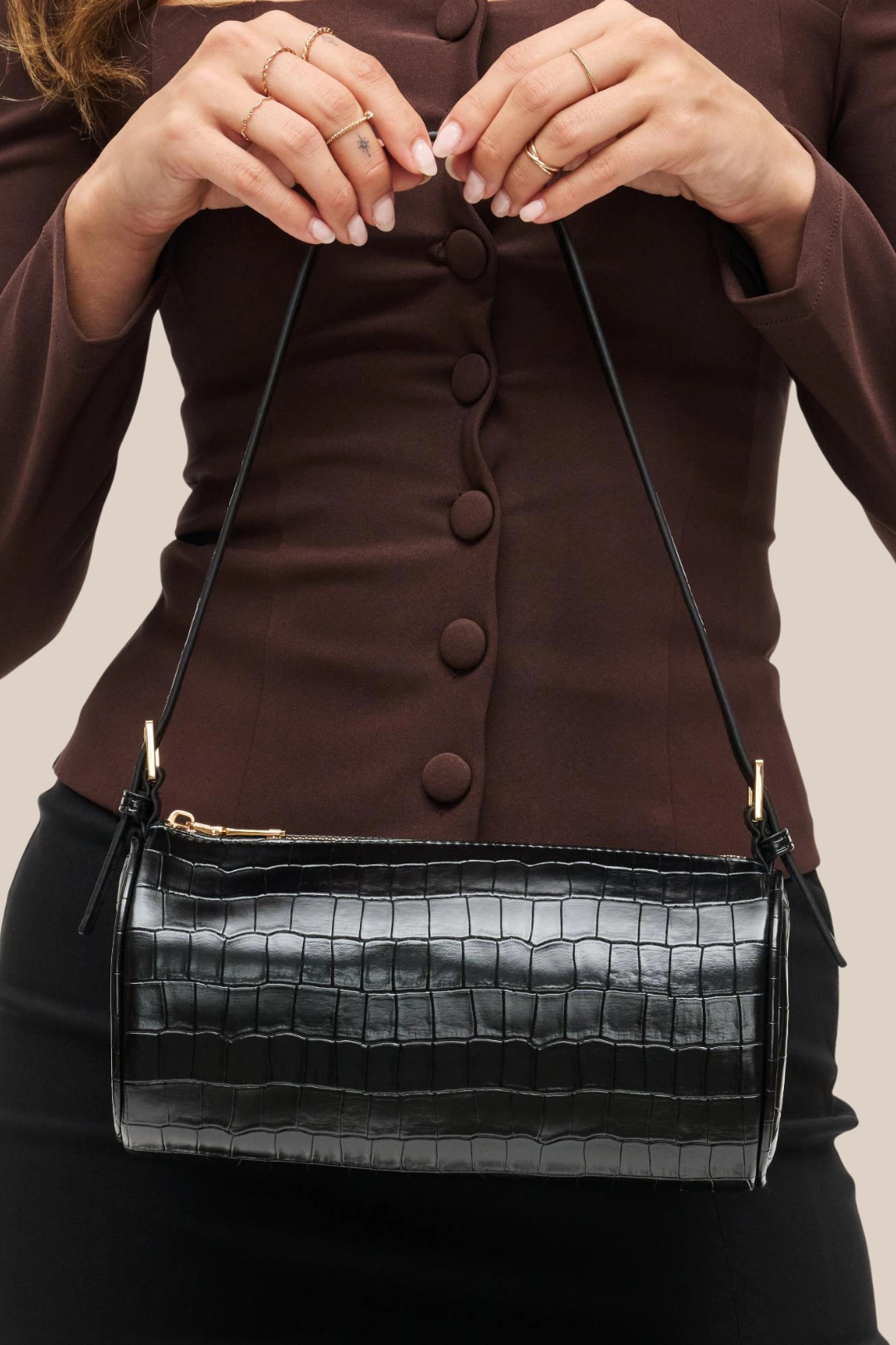 RACHEL SHOULDER BAG - BLACK