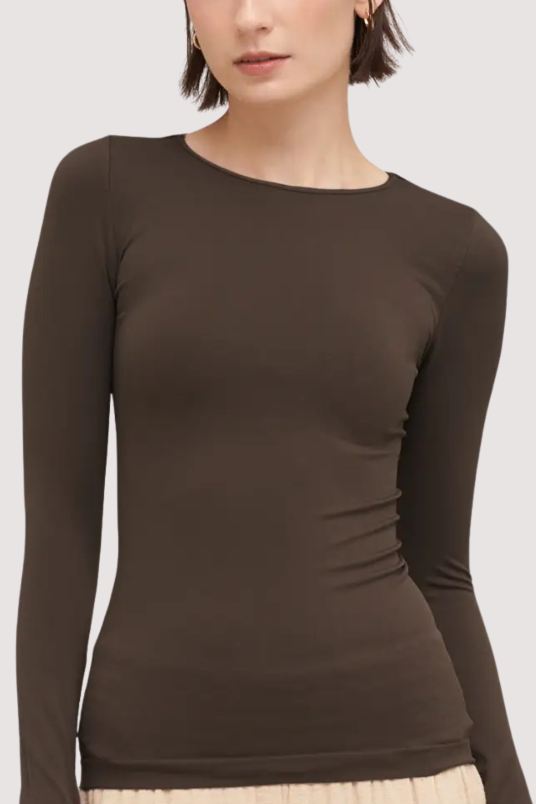 CREW NECK TOP - CHOCOLATE