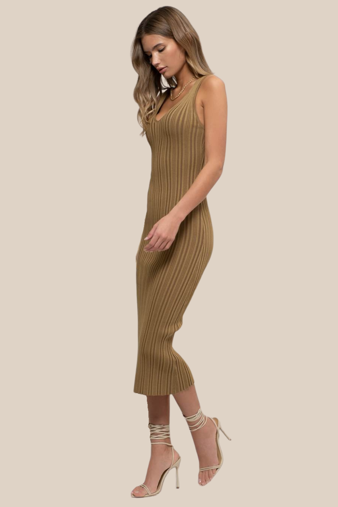 KORSA MIDI DRESS - OLIVE