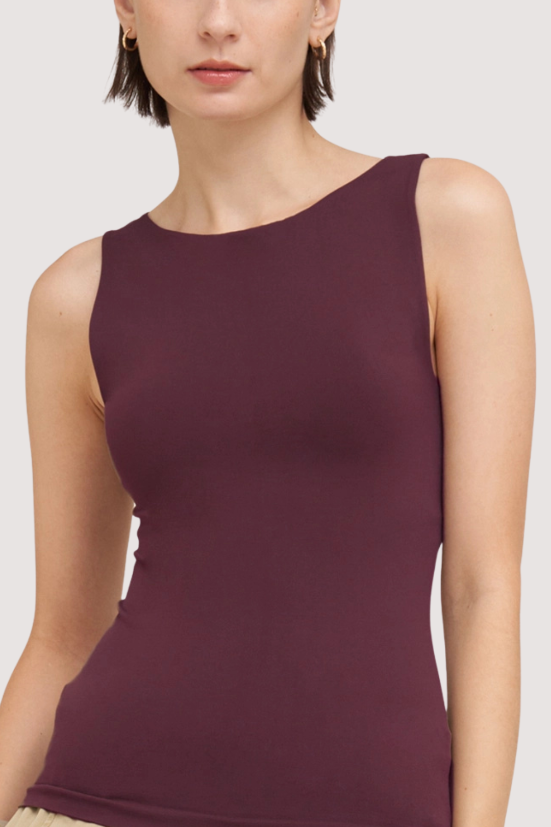 BOAT NECK TANK - RAISIN