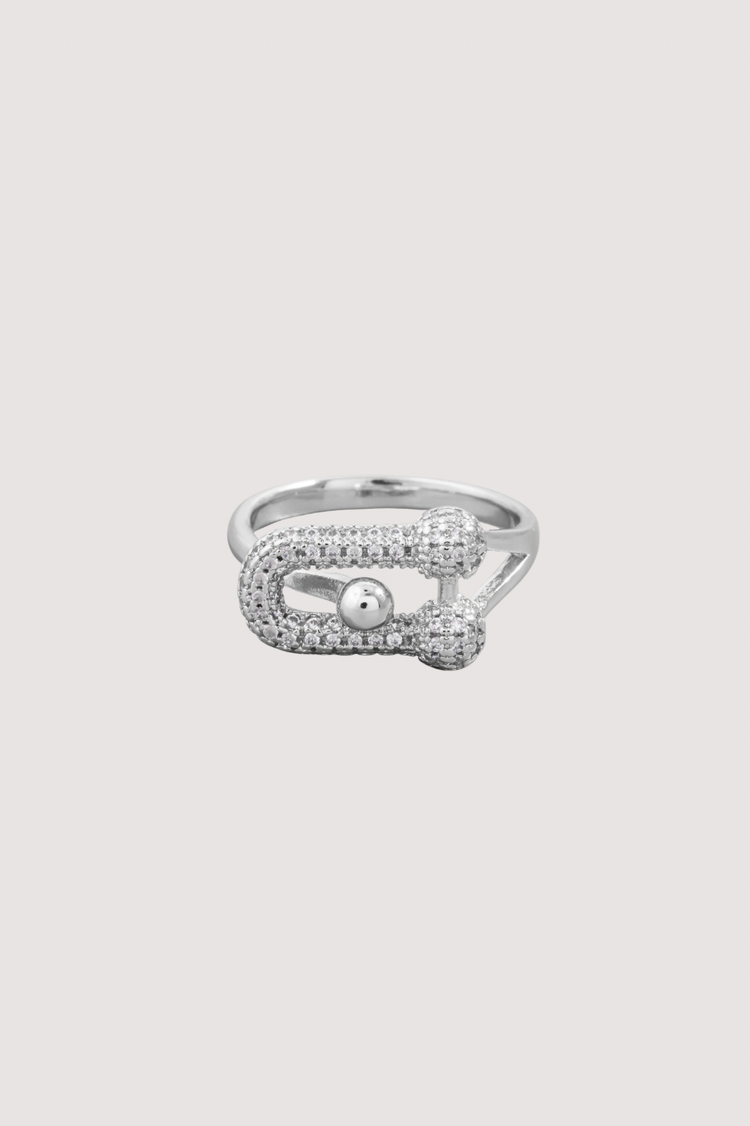 PAVE LINK RING - SILVER