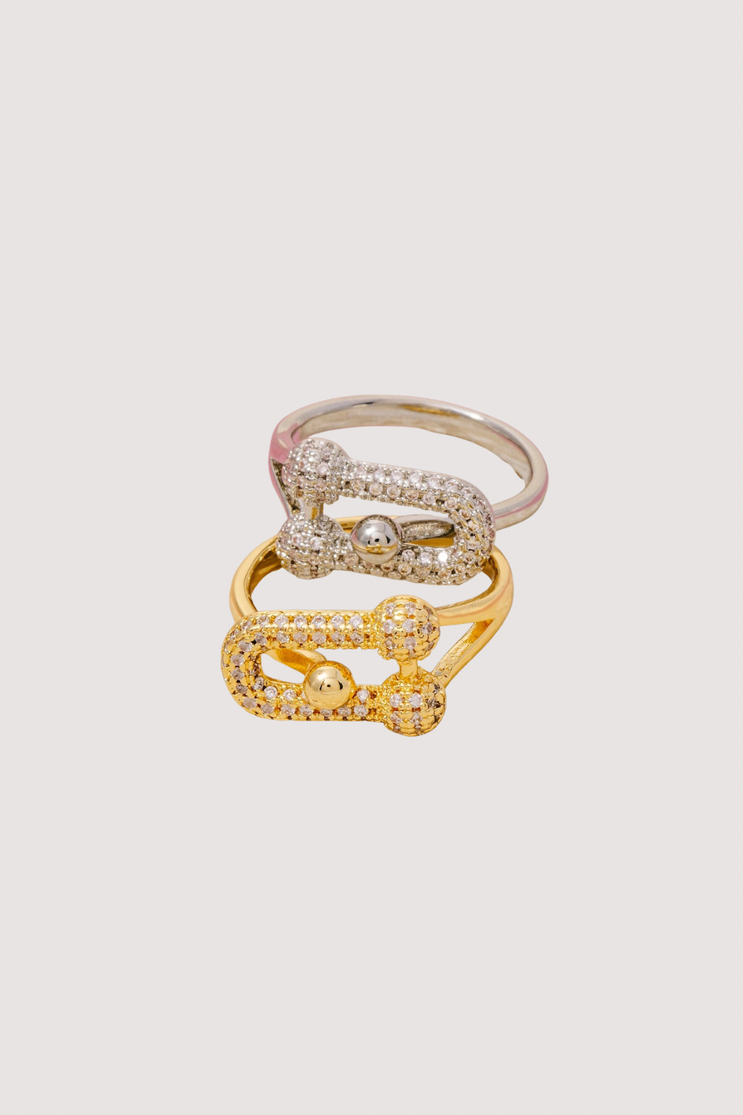 PAVE LINK RING - SILVER