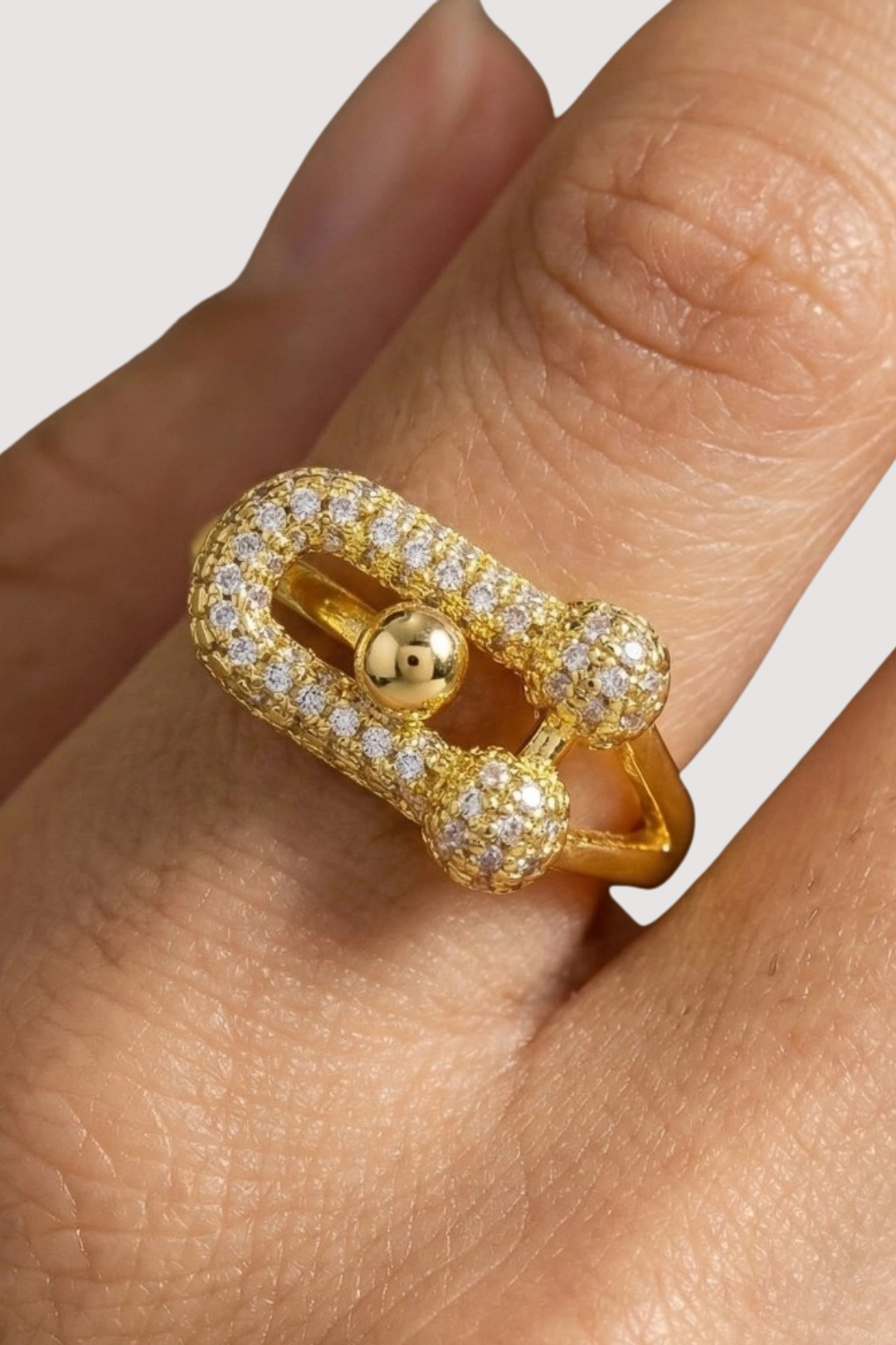 PAVE LINK RING - GOLD