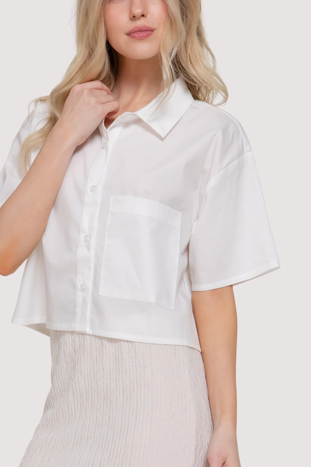COLINE CROPPED SHIRT - WHITE