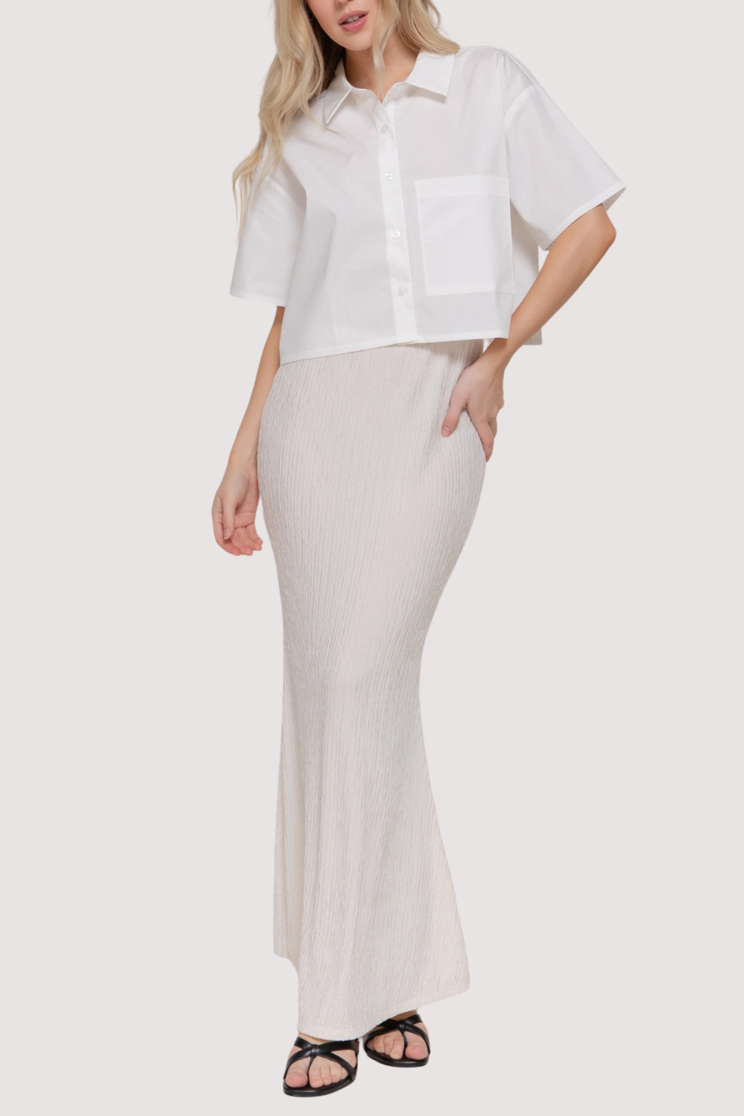 COLINE CROPPED SHIRT - WHITE