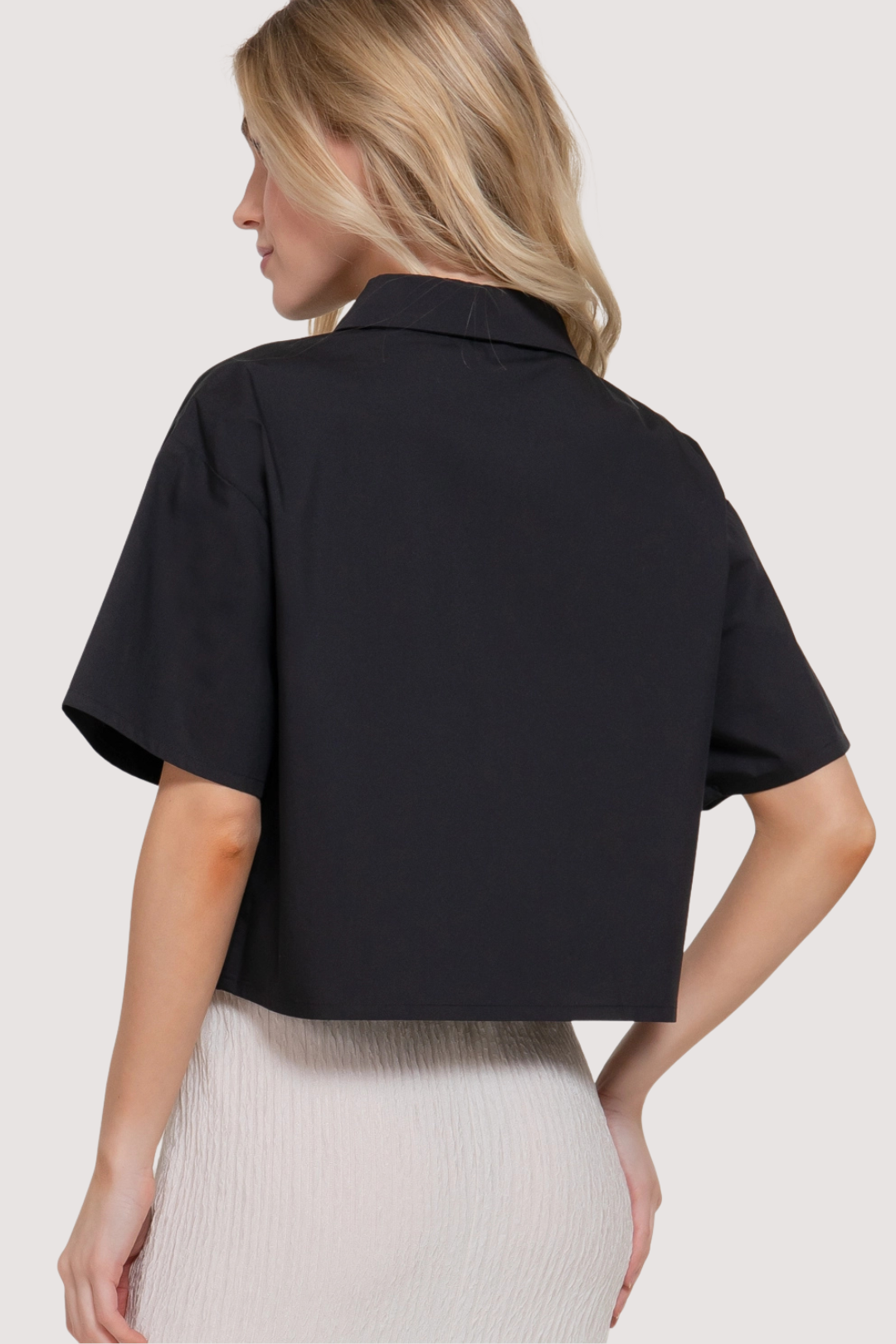 COLINE CROPPED SHIRT - BLACK