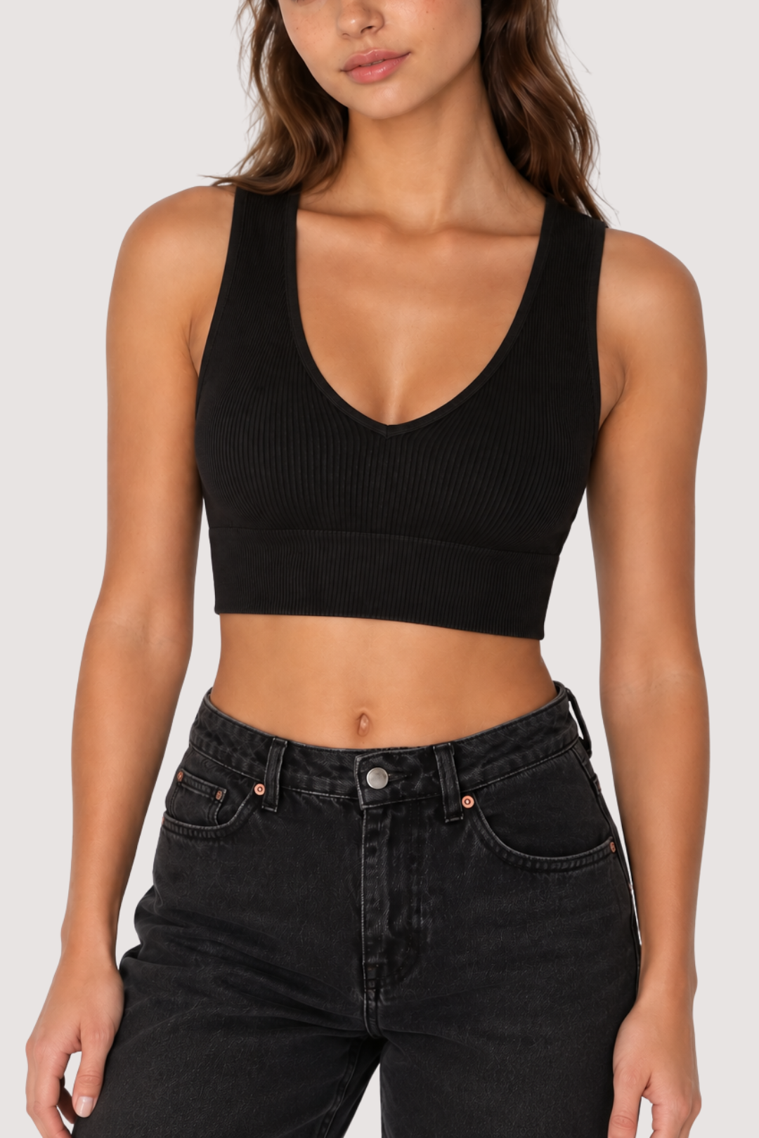 V-NECK TANK - BLACK