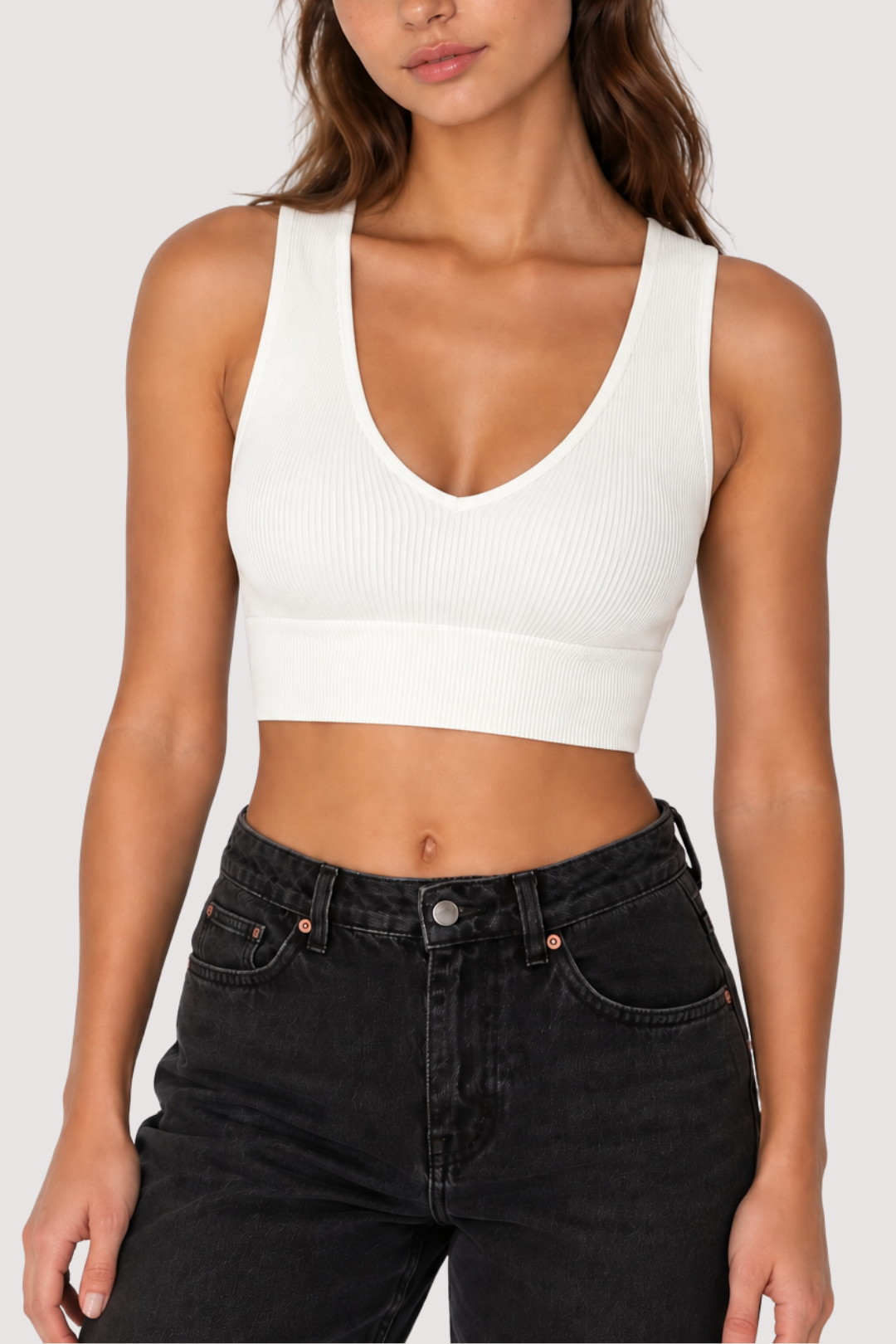 V-NECK TANK - WHITE