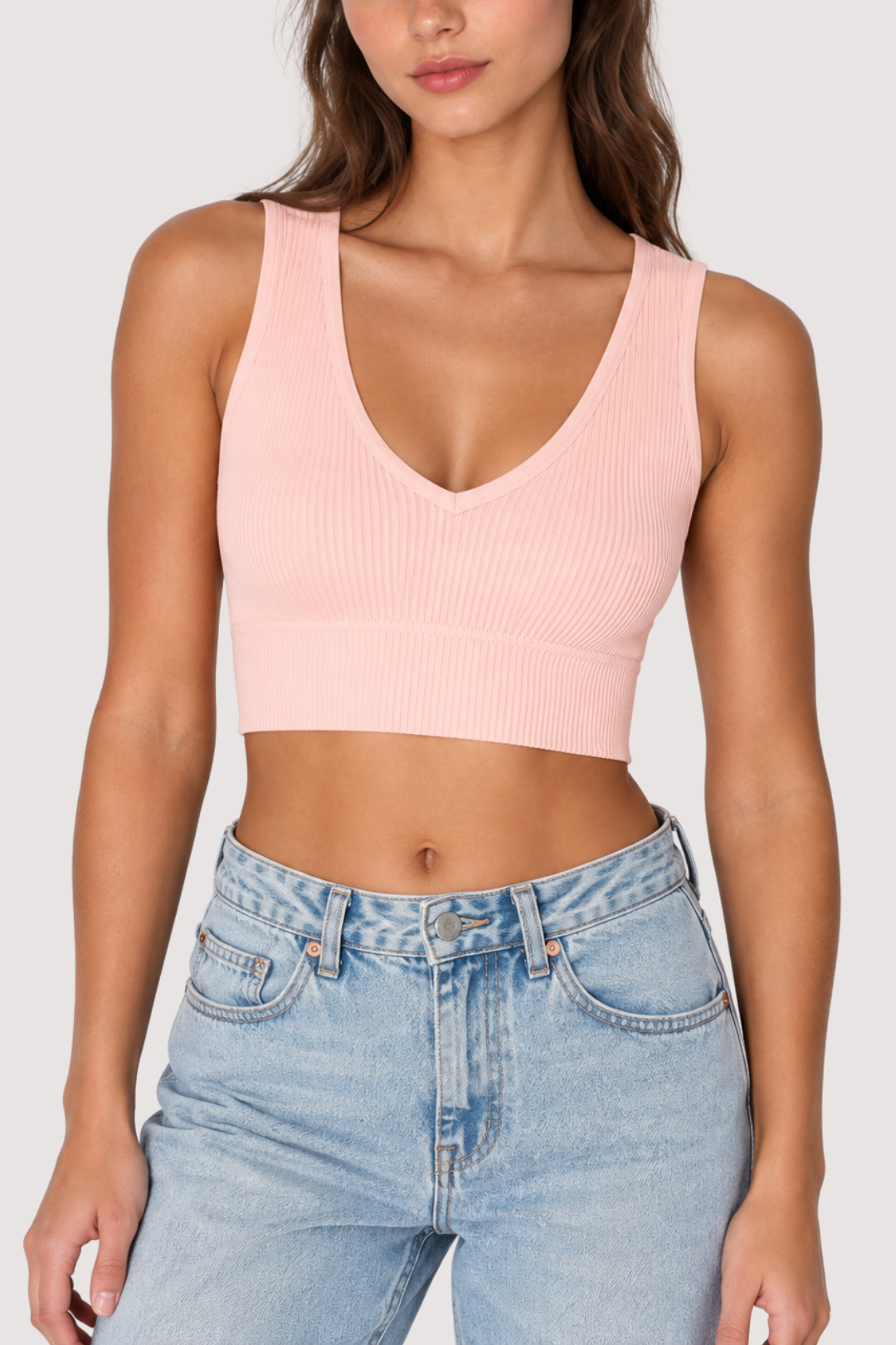 V-NECK TANK - LT. PEACH