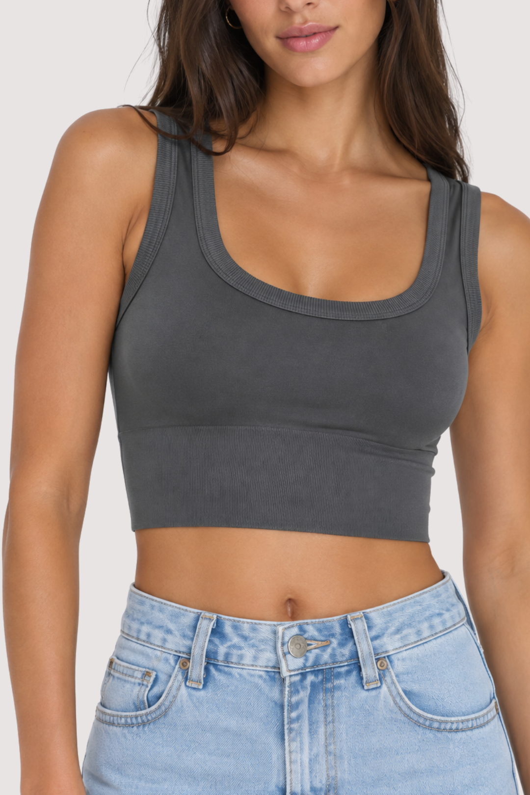 SCOOP NECK TANK - GREY