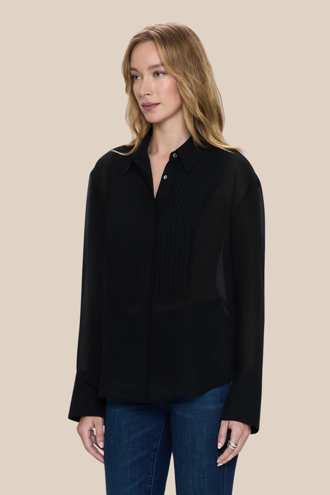 CHARLOTTE SHEER TUXEDO SHIRT