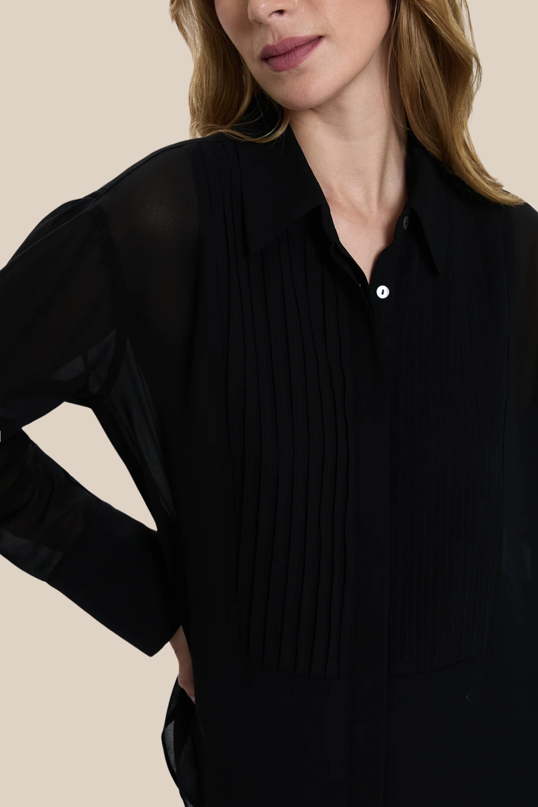 CHARLOTTE SHEER TUXEDO SHIRT